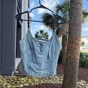 Vintage Light Blue Denim Crop Top